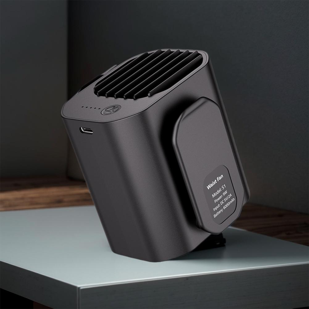 Waist Clip Fan Personal Hanging Fan Multifunction Power Bank Fan LED Display Cooling Fan for Outdoor Gardening Backpacking