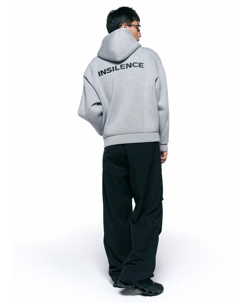 Insilence Back Logo Scuba Zip-Up Hoodie Melange Grey