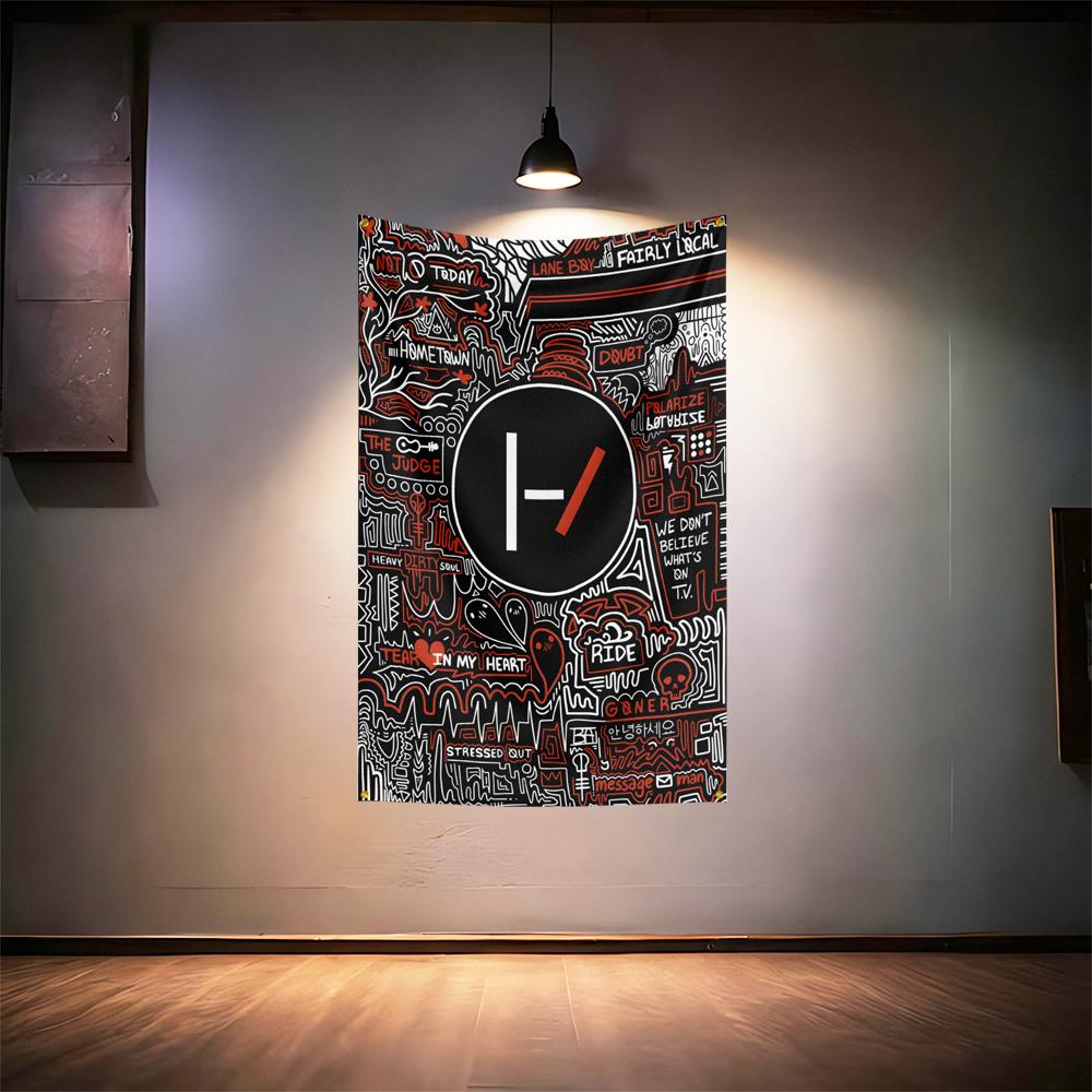 Rock Music Flag 3x5ft For Twenty One Pilots Fans Banner Hd Print Brass Grommet Garage Bedroom Living Room Dorm Wall Decor Tapest