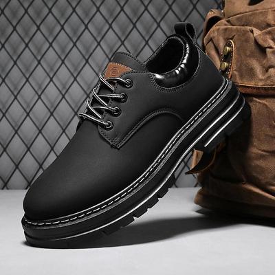 Men's Shoes Casual Leather Shoes Chef Work Winter Work Non-slip Kitchen Martin Boots Labor Insurance Shoes Tooling Black Waterproof