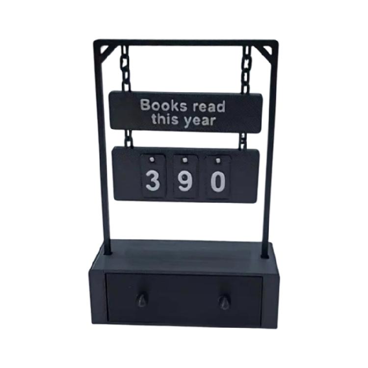 Hanging Book Counter Decorative Piece With Number Trackers And Bookmarks Holder Drawer Book Read This Year Trackers Gift