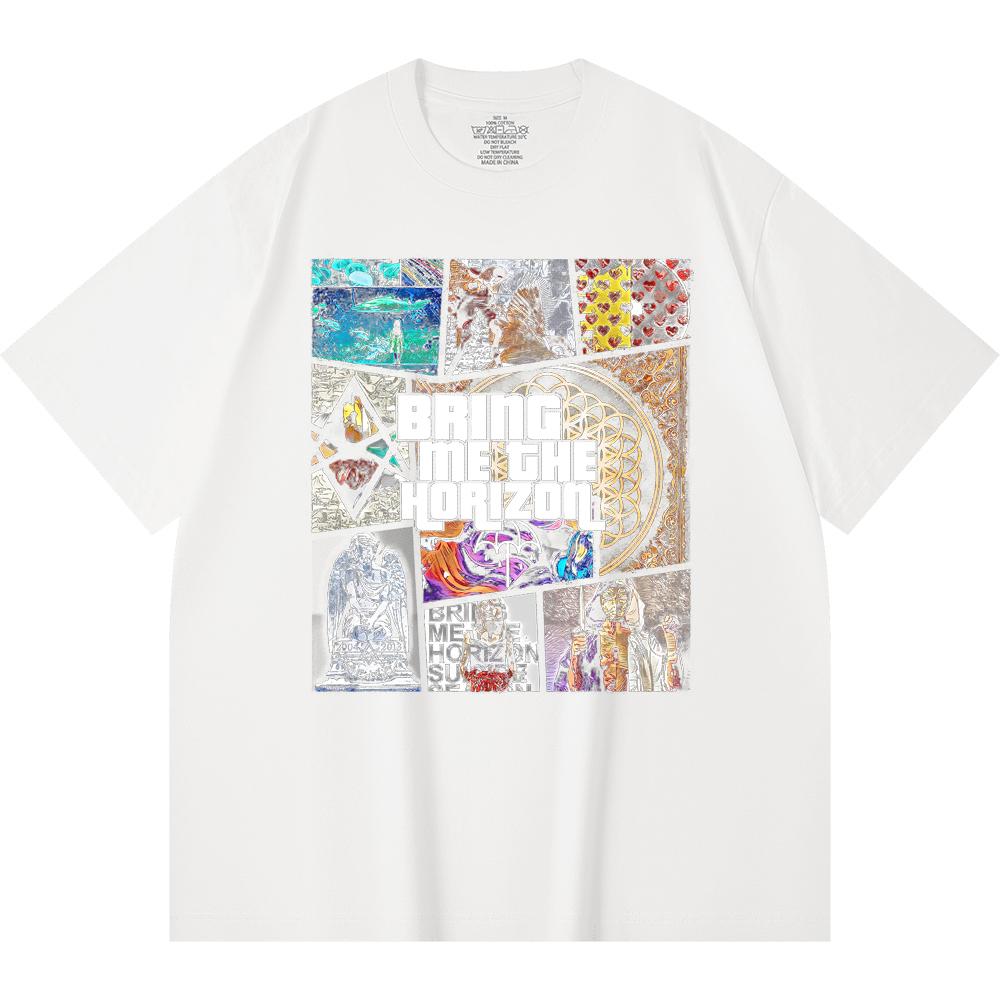 230 g/m² 100% katoenen heavy metal T-shirt met rockband- en popmuziekprint, unisex T-shirt van zwaar katoen.