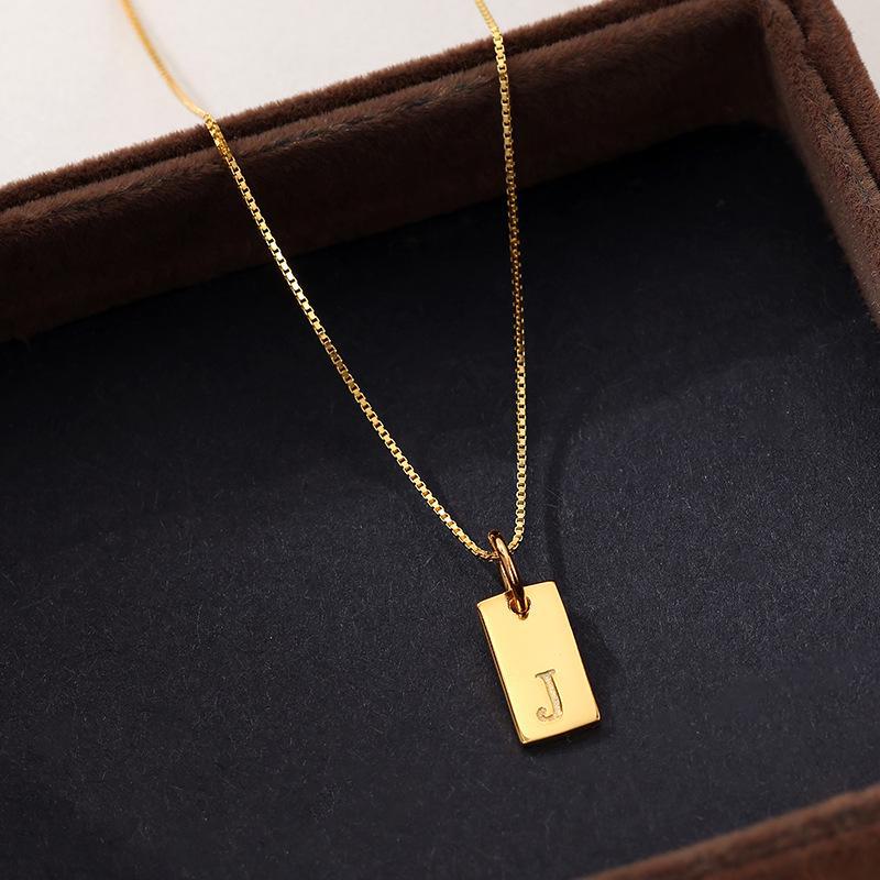 Banyan Tree Sterling Silver Square Letter Pendant Necklace