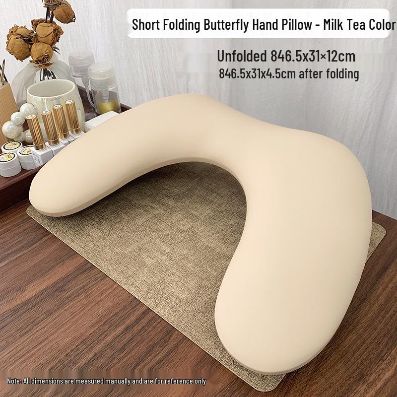 Russian-Style Foldable U-Shaped Leather Manicure Hand Rest with Butterfly Design