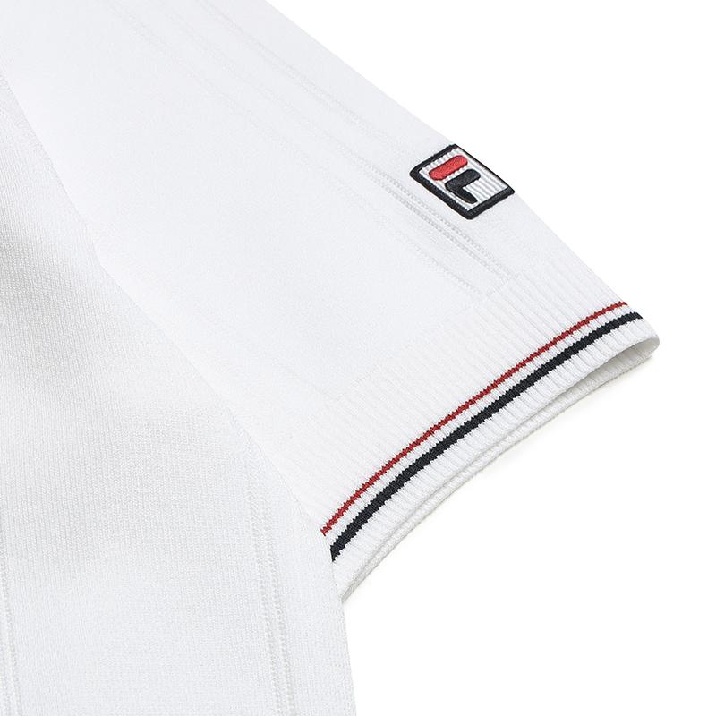 FILA Heritage Fashion Simple Classic Retro Elegant Casual Versatile Comfortable Knitted Short Sleeve Sweater Women tops Cloud-White F11W628412FWT