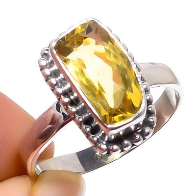 Natürlicher Citrin Edelstein Handgefertigt 925 Massiv Sterlingsilber Geschenkring S.8 G5N87