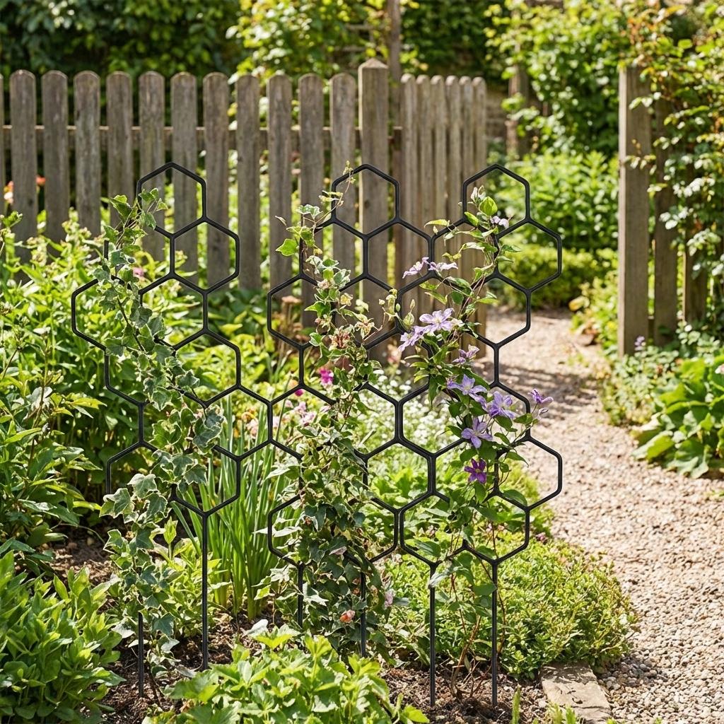 2-Pack Honeycomb Plant Trellis Rustproof Climbing Support 14.96x5.91 Inch for Potted Vine Flower Indoor Outdoor Garden Decor