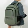 Einfarbiger Rucksack mit mehreren Reißverschlusstaschen und seitlichen Netztaschen, ideal für Schule und Reisen