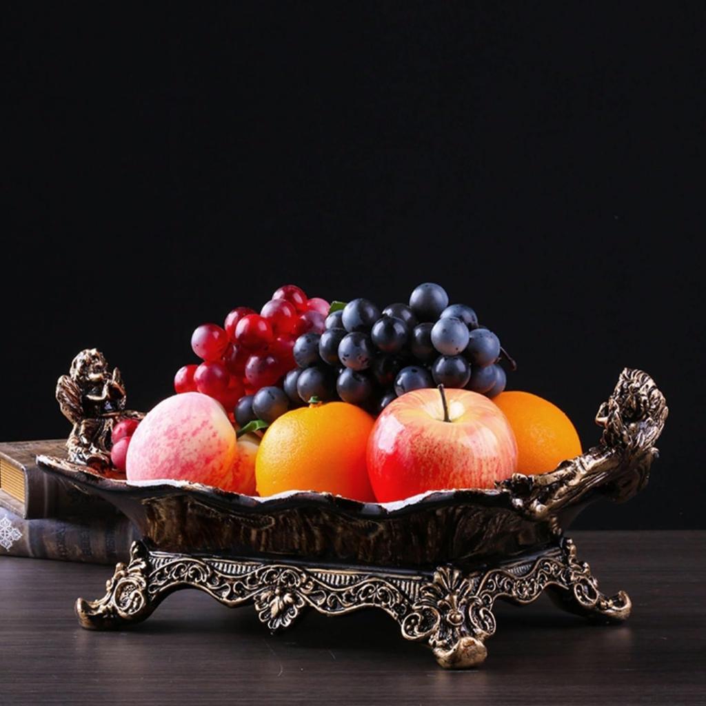 Fruit Bowl Basket European Style Fruit Plate Retro Living Room Candy Plate Large Household Dried Fruit Plate Coffee Table Decoration Ornaments Fruit