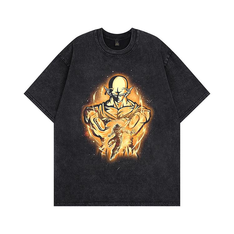 Summer New American Washing Water Short Sleeves Old High Street Style T-shirt Heavy Loose Couple Tide Men and Women Same Style