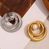 MamacitaSlay Unique 18K Gold Plated Stainless Steel Round Pearl Brooch Waterproof Jewelry Unisex Creative Collar Decoration