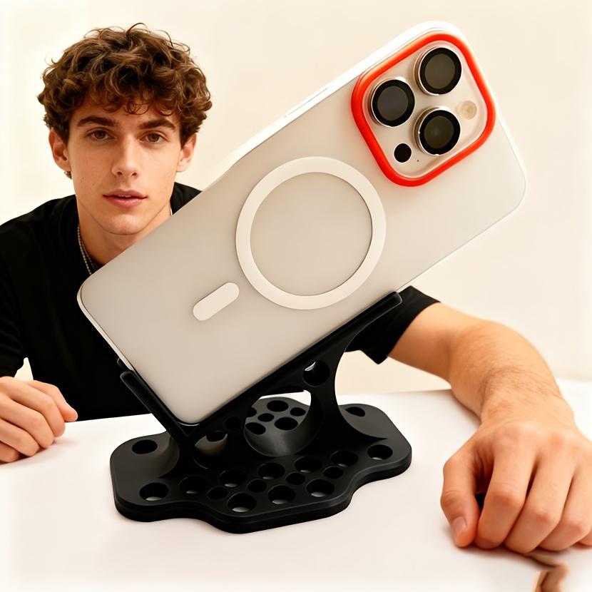 Supporto Ergonomico per Telefono con Impugnatura Antiscivolo e Altezza Regolabile - Caratterizzato da una Base Curva Robusta, Gambe Pieghevoli/Non Pieghevoli
