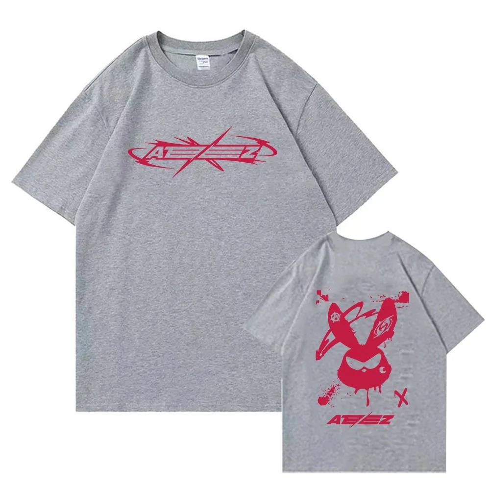 202 New Album Work Graphic T-shirts ATEEZ Punk Boys Band Printing Tee-shirt Cotton High Quality5 Oversized High Quality Soft Tee