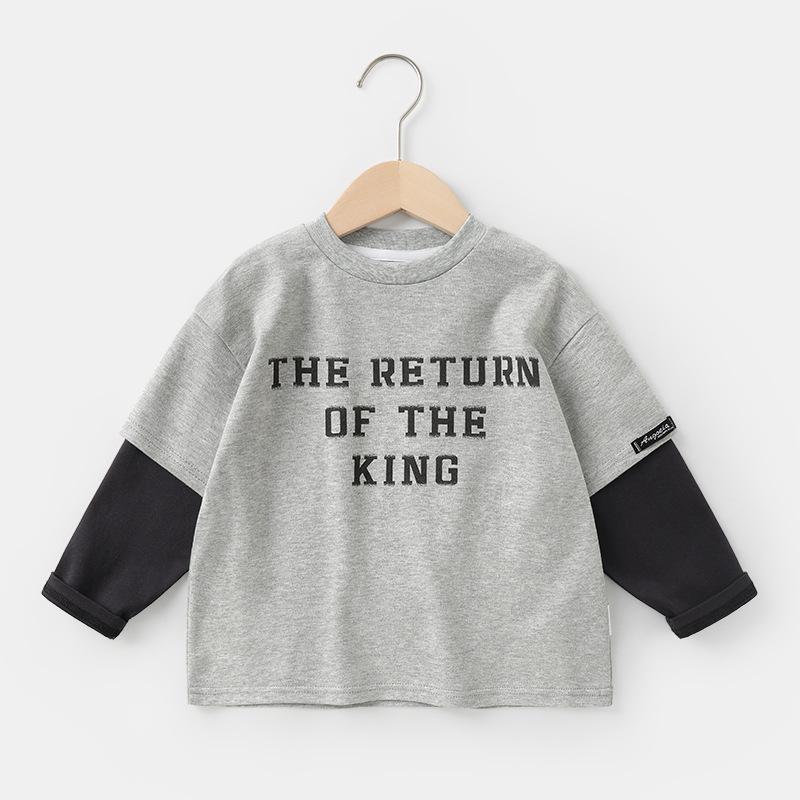 

Хлопковая футболка с длинным рукавом «два в одном» для мальчиков - Весенне-осенний стиль, базовый слой для малышей 110 cm