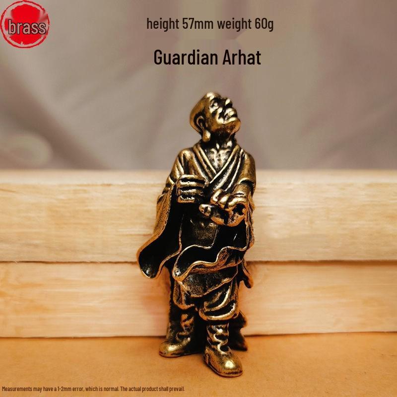 Solid Brass Eighteen Arhats Dragon and Tiger Taming Desktop Ornaments