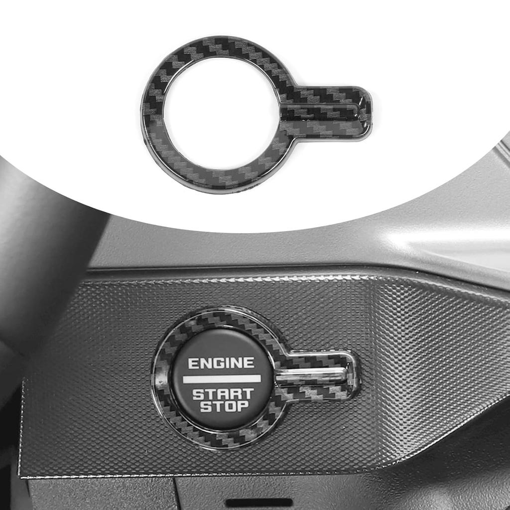 Lkip Push Start Button Ring Compatible with Ford Bronco -2025, Engine Start Stop Button Cover Trim for Bronco Interior Accessories(Carbon Fiber)