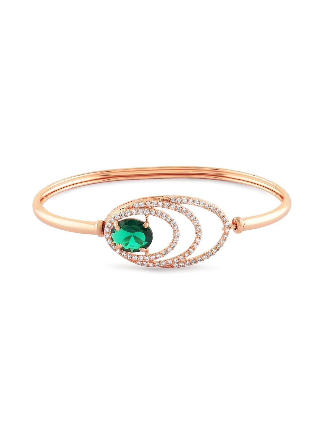 

Современный латунный браслет-када со сверкающим кубическим цирконием и зеленым камнем для женщин Onesize