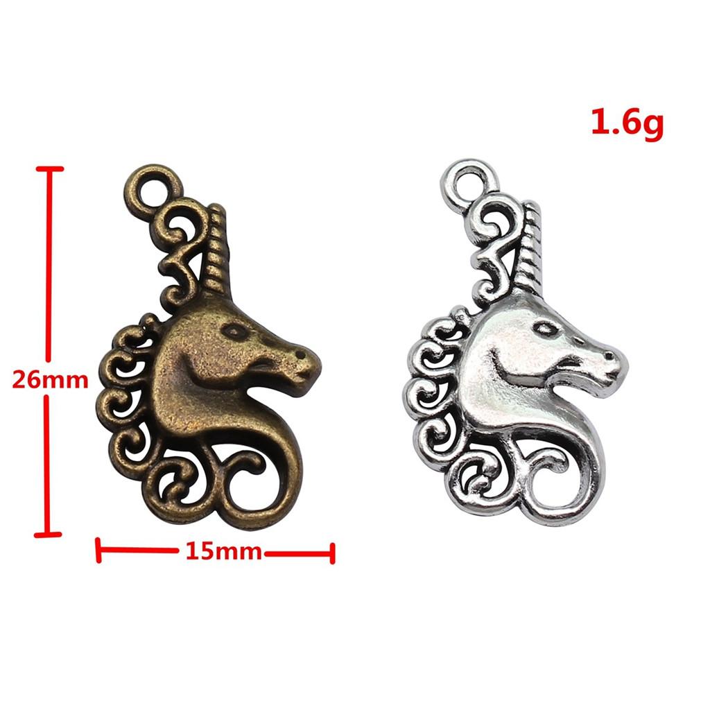 Vintage Unicorn Head Charms Alloy Pendants For Jewelry Making Handmade Craft Supplies