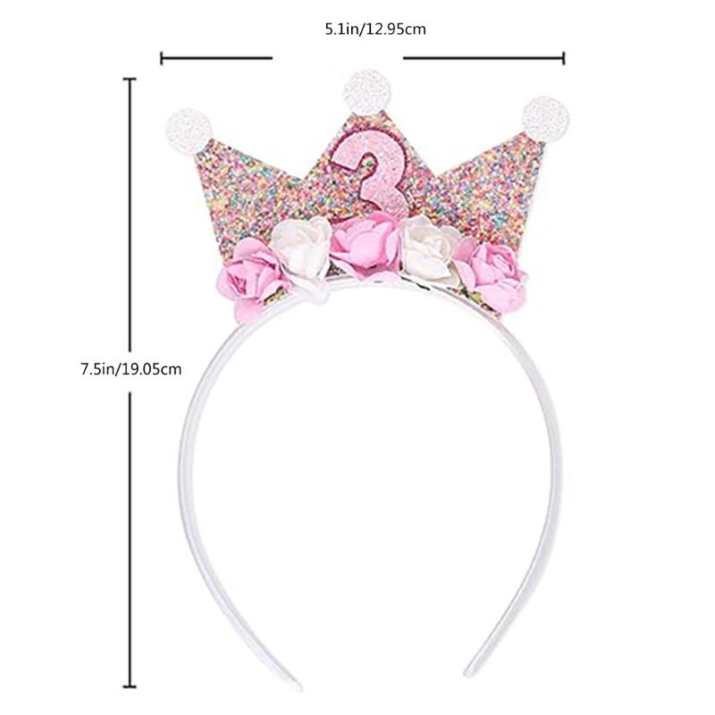 Corona di Fiori Headpiece per Compleanno per Bambino di 2/3/4/5 Anni Cerchietti per Capelli Floreali Accattivanti