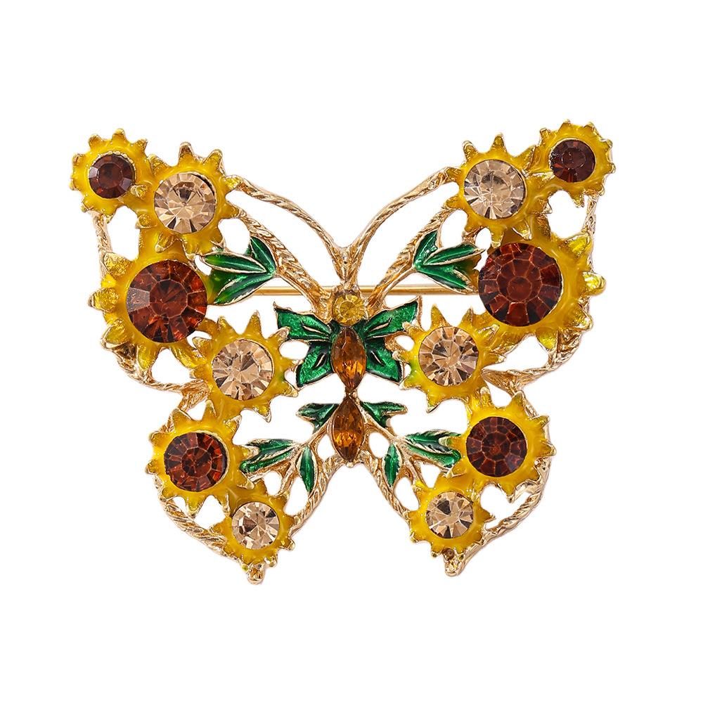 New yellow butterfly brooch pin niche design sense fashion versatile high-end corsage women s coat accessories