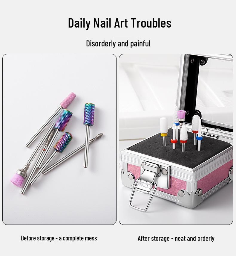 Multi-Hole Grinding Head Storage Box with Transparent Lids for Power Tool Accessories