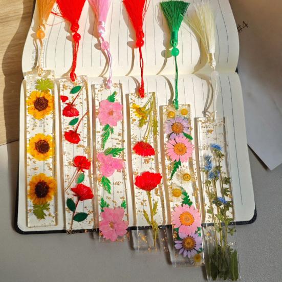 DYS Real Flower Resin Bookmark, 12 Months Dried Page Marker, Handmade Pressed Bookmark for Readers, Gift Book Lovers