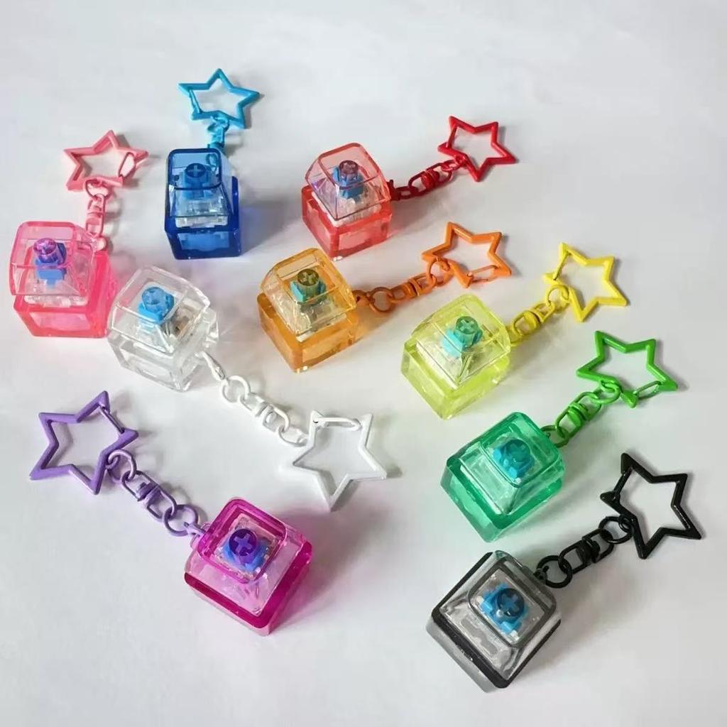 Tragbarer Pentagramm-Anhänger Mechanischer Tastatur-Schalter Schlüsselanhänger Fingerspitzen-Spielzeug Anti-Angst Stressabbau Entspannendes Werkzeug für Erwachsene
