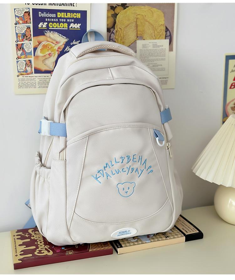 Junior High School Student Schoolbag Female Letter Backpack Commuter Solid Color Backpack