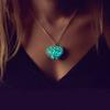 Night glow heart pendant love heart openwork luminous necklace sweater chain