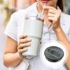 40oz Tumbler Flip Straw Lid Replacement Leak-Proof Splash Resistant Cover for Cup BPA-Free Reusable Glass Lid with Folding Straw
