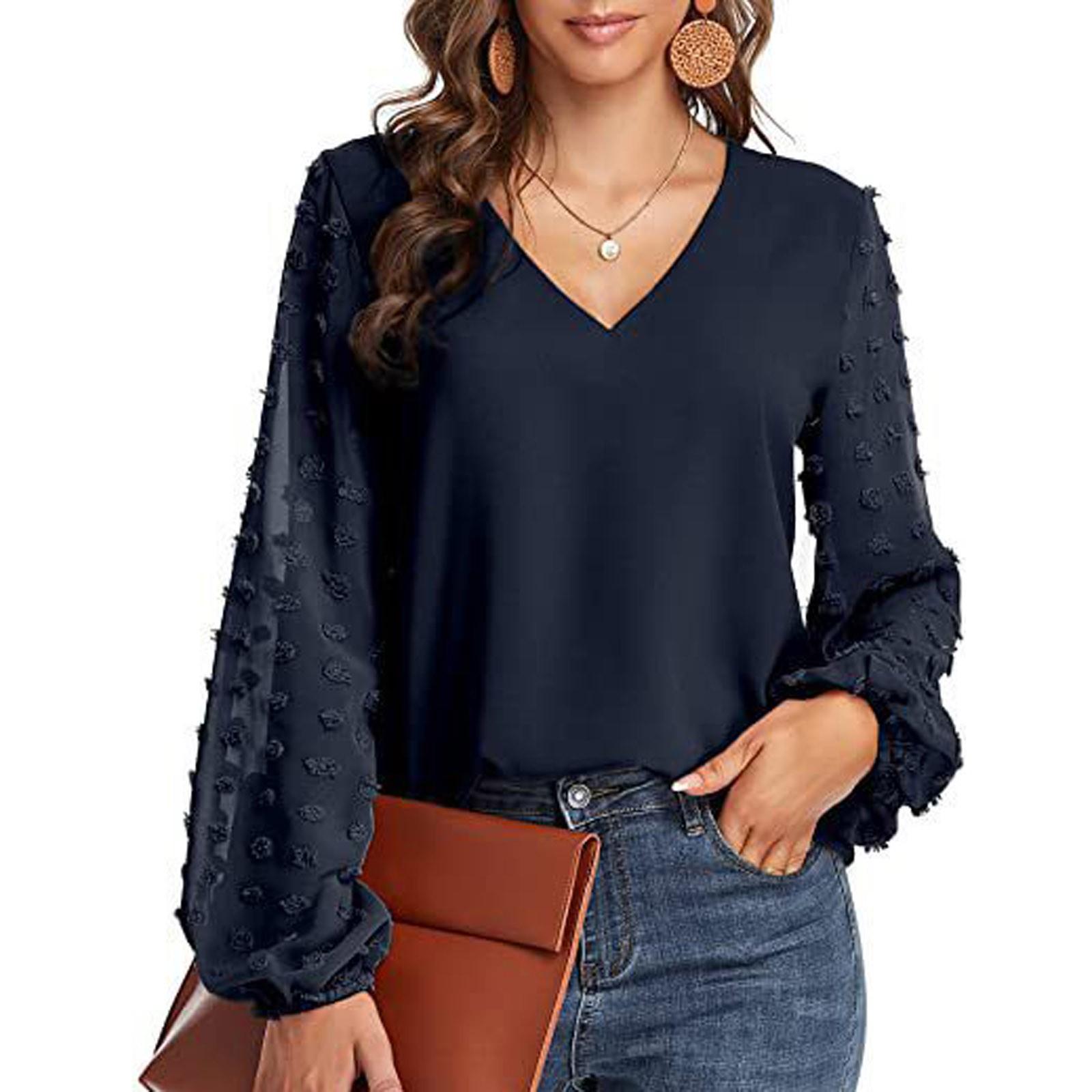 

Women s Casual And Fashionable Solid Color V-Neck Spliced Wool Ball Long Sleeved Top S