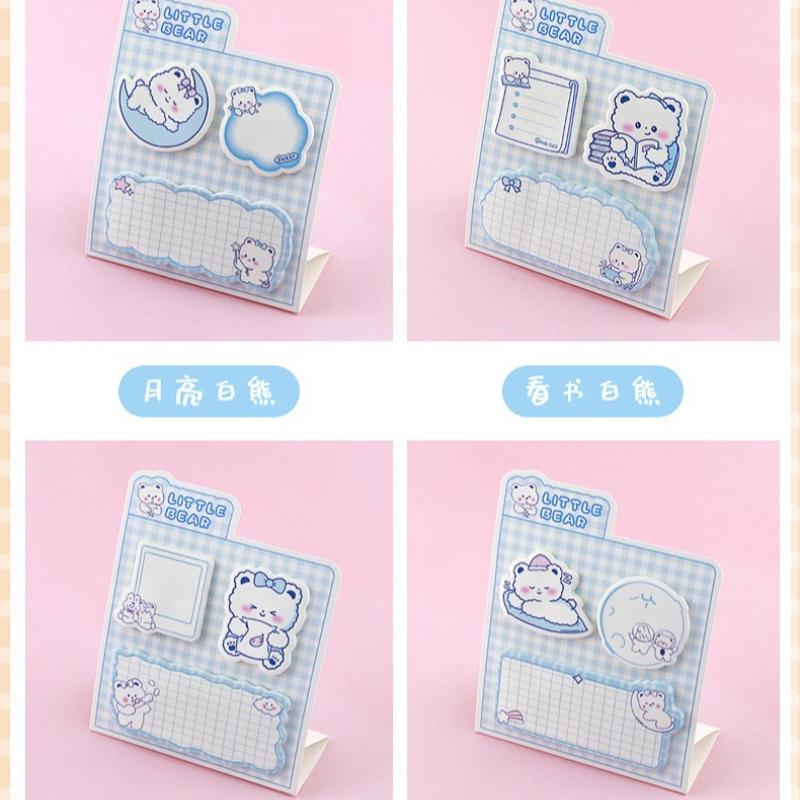 60 Sheets Bear Treasure Post Note Become Sweet Soft Cute Bear Face Super Healing Notes Marking Learning Gift Sticky Note Pad