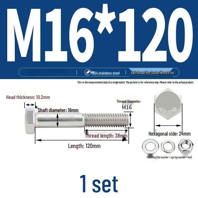 Zhongge 304 Stainless Steel Half-Thread Hex Bolt