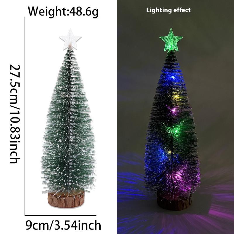 Mini Sztuczna Świąteczna Zielona Cedrowa Lampki Led Igliwie Sosnowe Drzewko Ozdoby Świąteczne Ozdoba na Biurko Prezenty Choinka