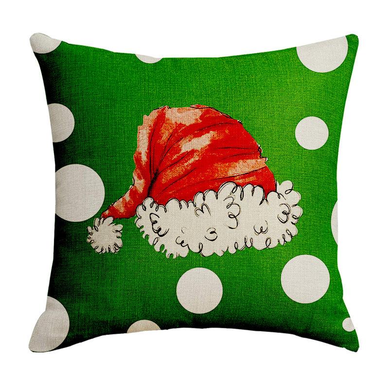 New Green Christmas Santa Claus Pillow Cover Bedroom Sofa Car Waist Rest Christmas Letters Cuddle Pillow