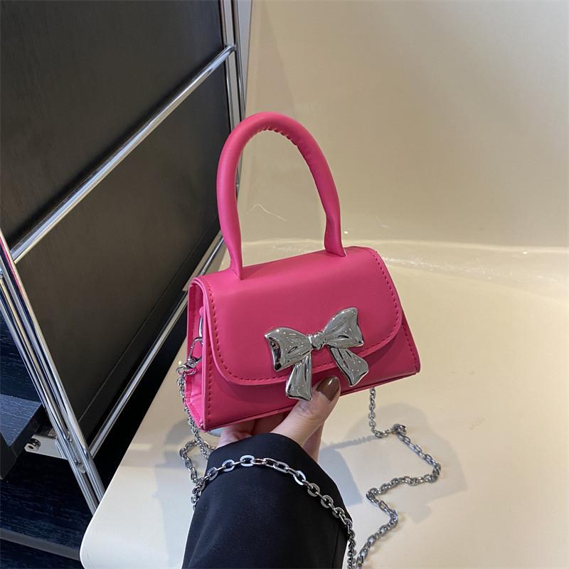Stylish 2024 Fashion Shoulder Crossbody Bag Bowknot Cute Candy Color Handbag