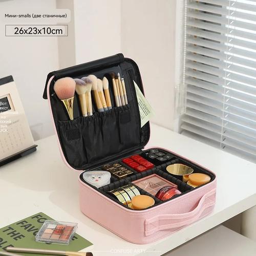 Makeup Bag with Mirror Large Capacity Portable Travel Cosmetic Organizer Handheld Toiletry Case for Women Cosmetic Pouch
