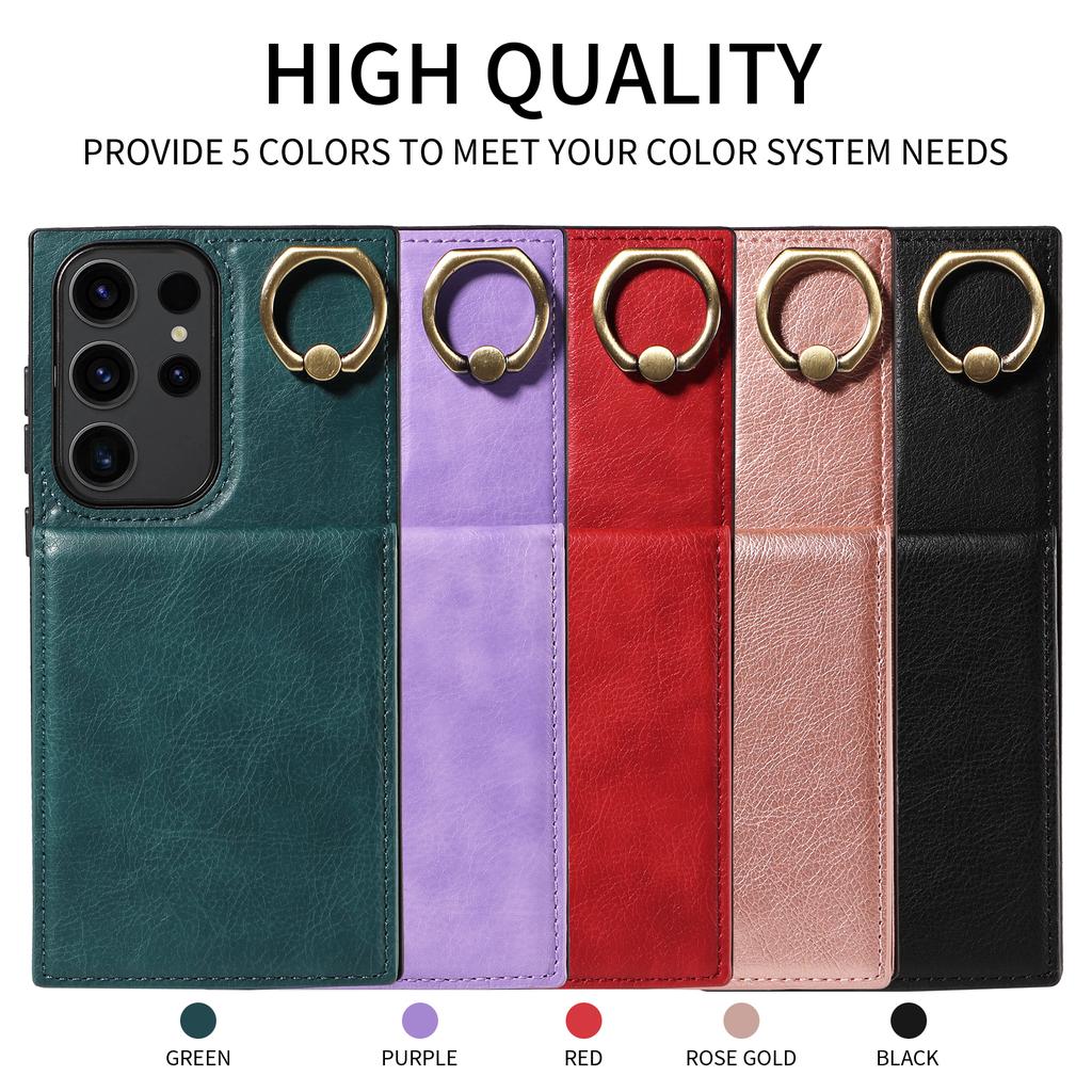 Ring Bracket Vertical Opening Wallet Card Slot Phone Case for Samsung Galaxy S22,S23,S24,A05,A12,A13,A14,A15,A52,A72,A22,A32,A33,A53,A73,A23,A24...