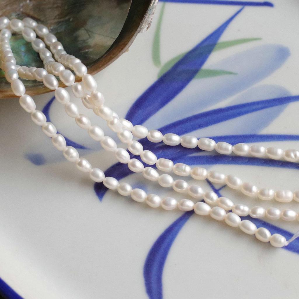 Natural Freshwater Pearl Seed Beads Strand: 3.5-3.8mm for Bracelets, Necklaces, Hairpins, Headdresses, and DIY Accessories.
