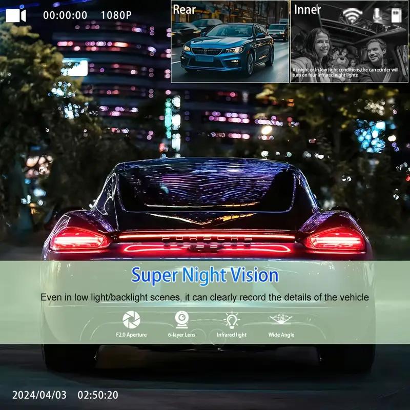 3 Channel Car Dvr 1080P Dash Cam for Car WIFI APP Control Front and Rear View Recorder Video Car Camera for Car Assecories