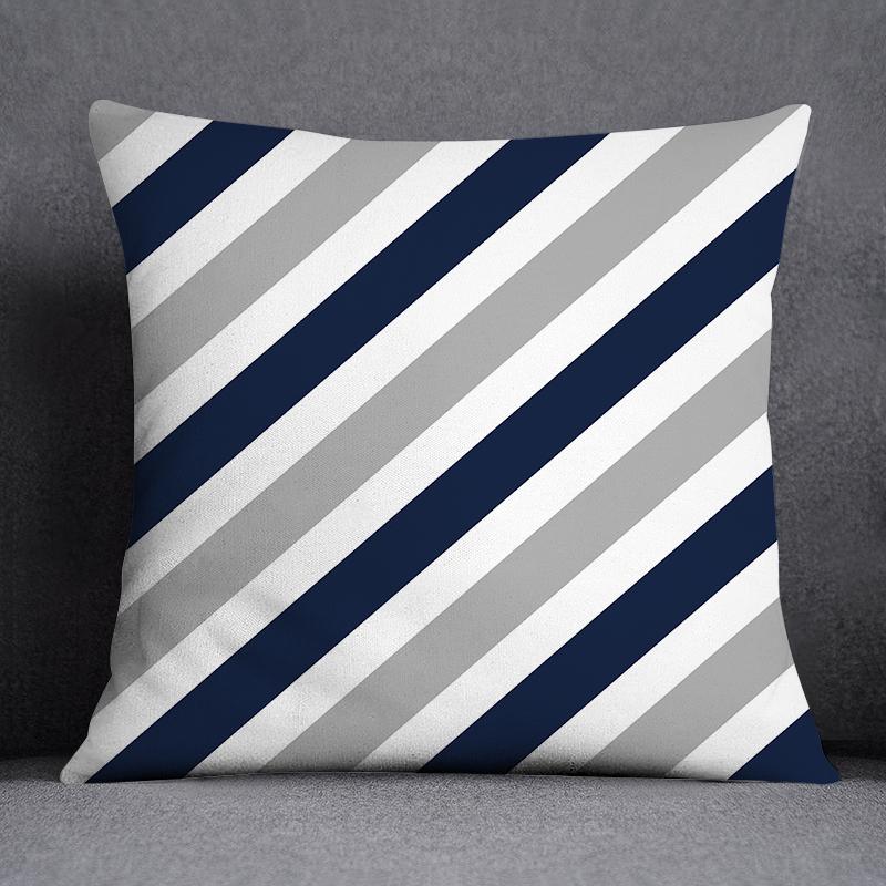 Cushion Cover Geometric Pattern Polyester Blue Grey Pillowcase Upholstery Sofa  Throw Pillow Home Decor Pillowcas