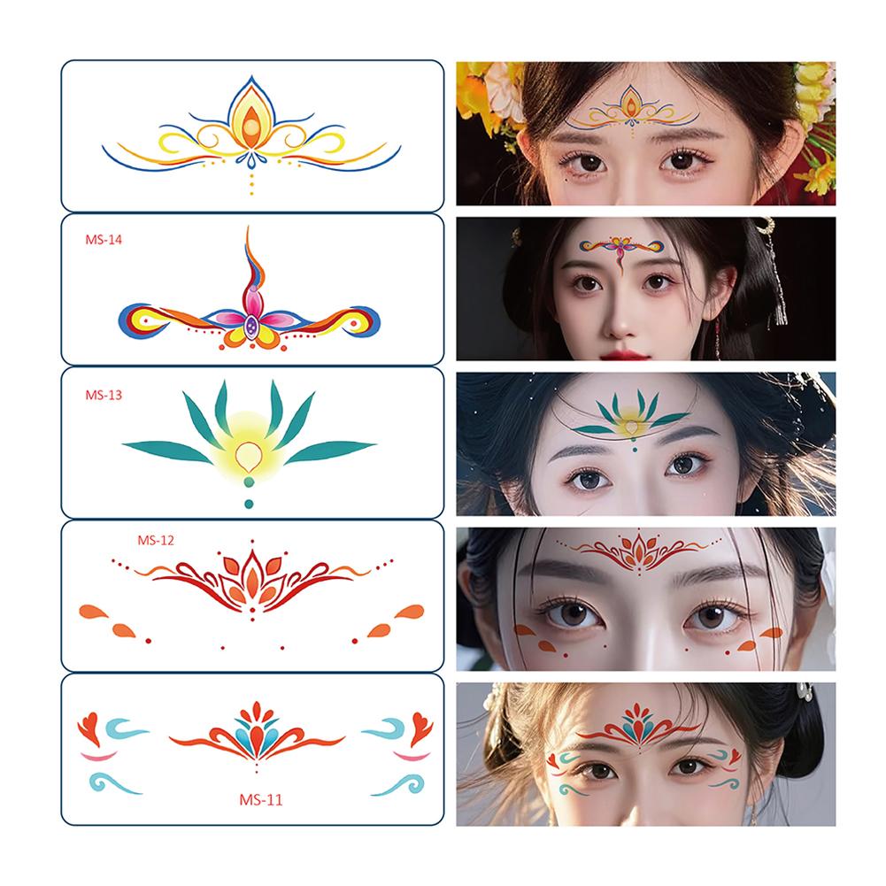 

5 шт./набор Наклейка для бровей в китайском стиле Детский фестивальный татуаж Выступление Наклейка на лоб R0V0 5pcs_C SET