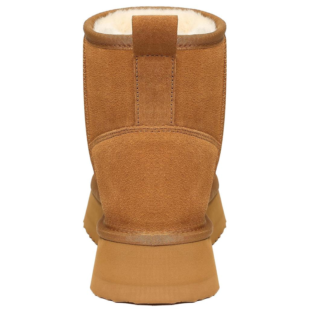 Fashion Litfun Platform Fuzzy Snow Boots For Women Winter Genuine Suede Ankle Mini Boots Fur Lined Outdoor Boots Warm Fluffy Women Boots