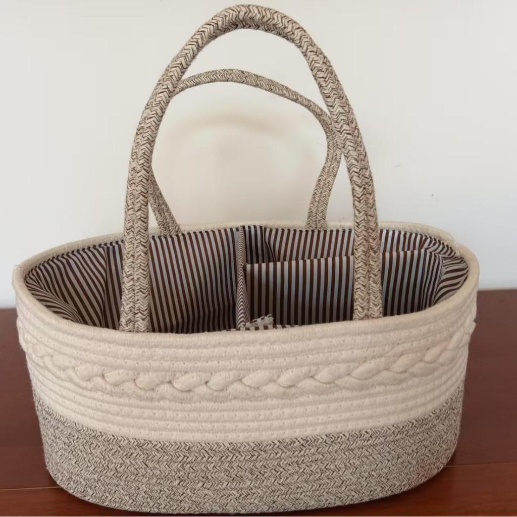 Portable Woven Cotton Rope Storage Basket - Nordic Style
