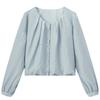 Aijutu Women's Elegant Ribbon Long-Sleeve Shirt