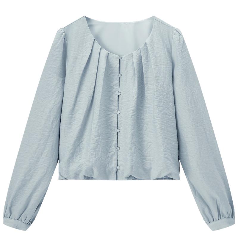 Aijutu Women s Elegant Ribbon Long-Sleeve Shirt S