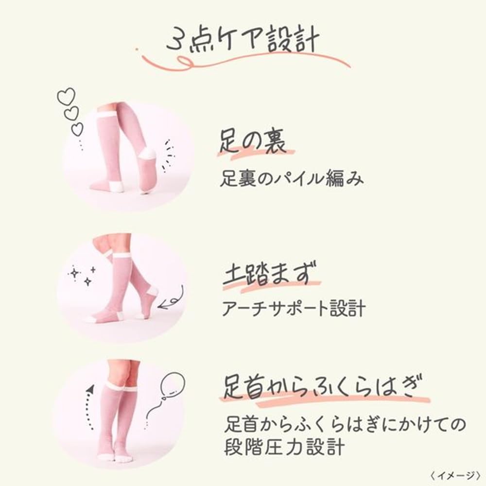 Reckitt Benckiser Japan MediQttO Fluffy Compression Room Beige One Size Fits 1 Pair Socks, Pink, All,