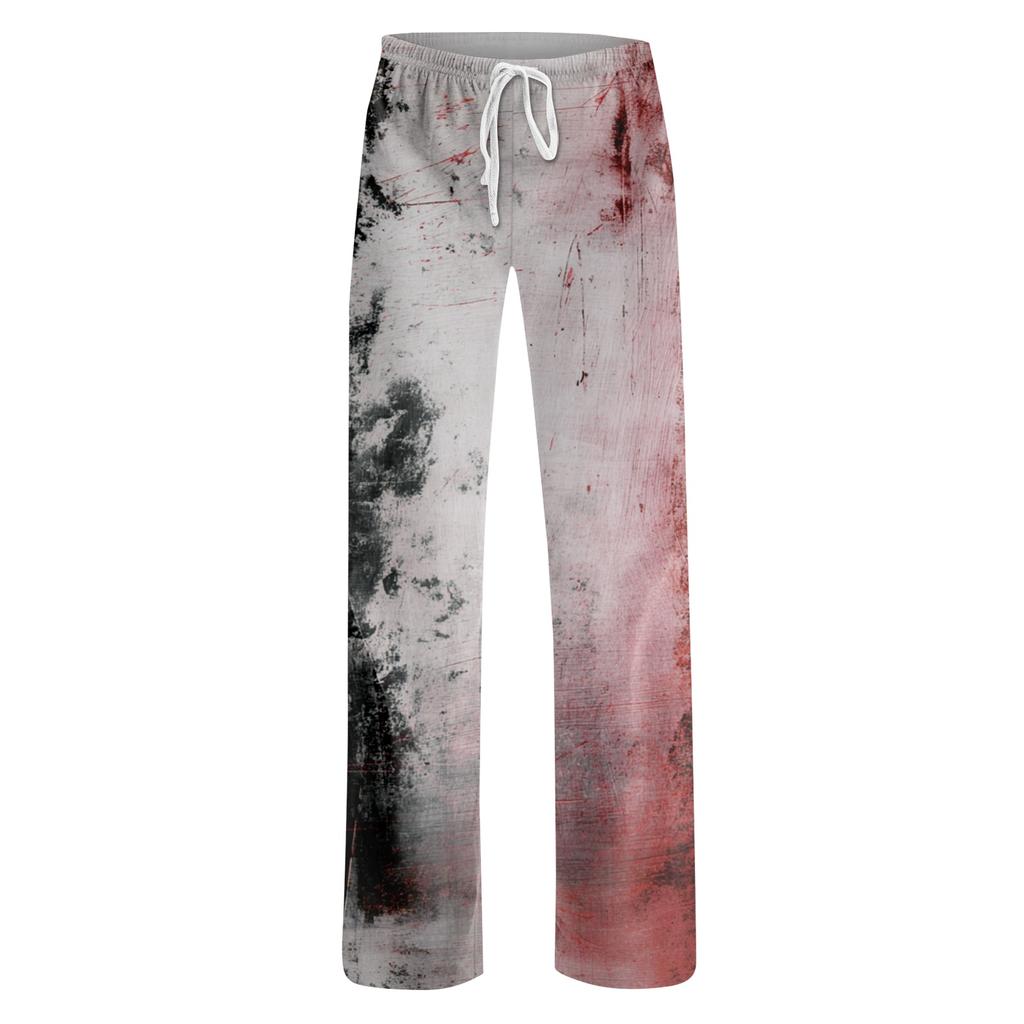 Women’s Drawstring Halloween Printed Long Pants Loose Fit Elastic Waistband Casual Trousers for Daily Wear Outdoor Home