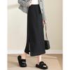 Si Shui Nian Hua Women's Elegant Thickened Mid-Length Slit Skirt