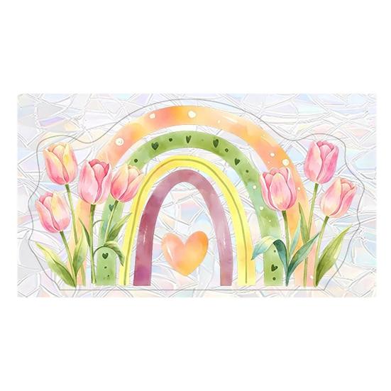 Regenbogen Sonnenfänger Fensteraufkleber Bunte Prismatische Blumen Kollisionsschutz Fensteraufkleber Wiederverwendbar Statisch Glastür